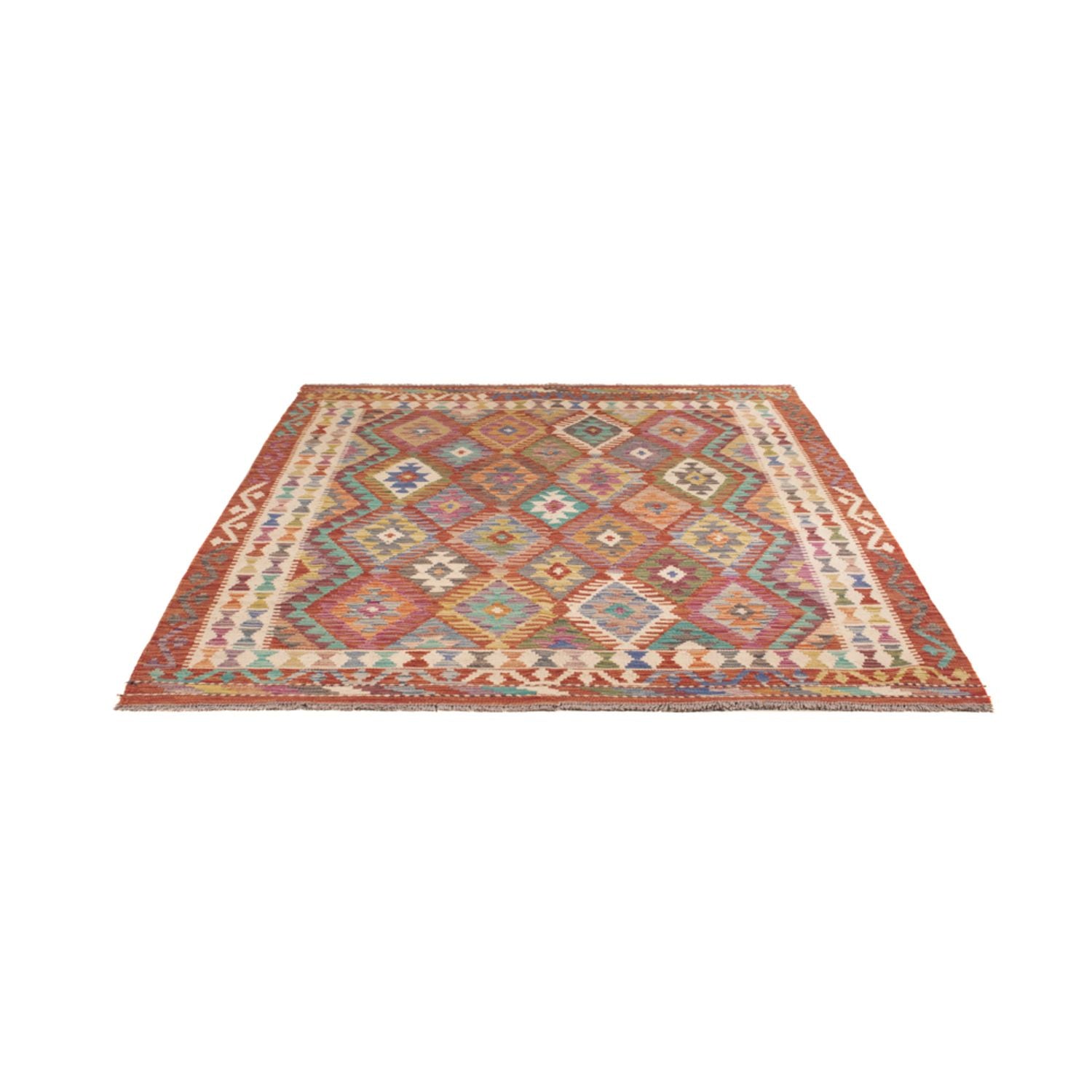 Alfombra Kelim - Splash - 198 x 156 cm - multicolor