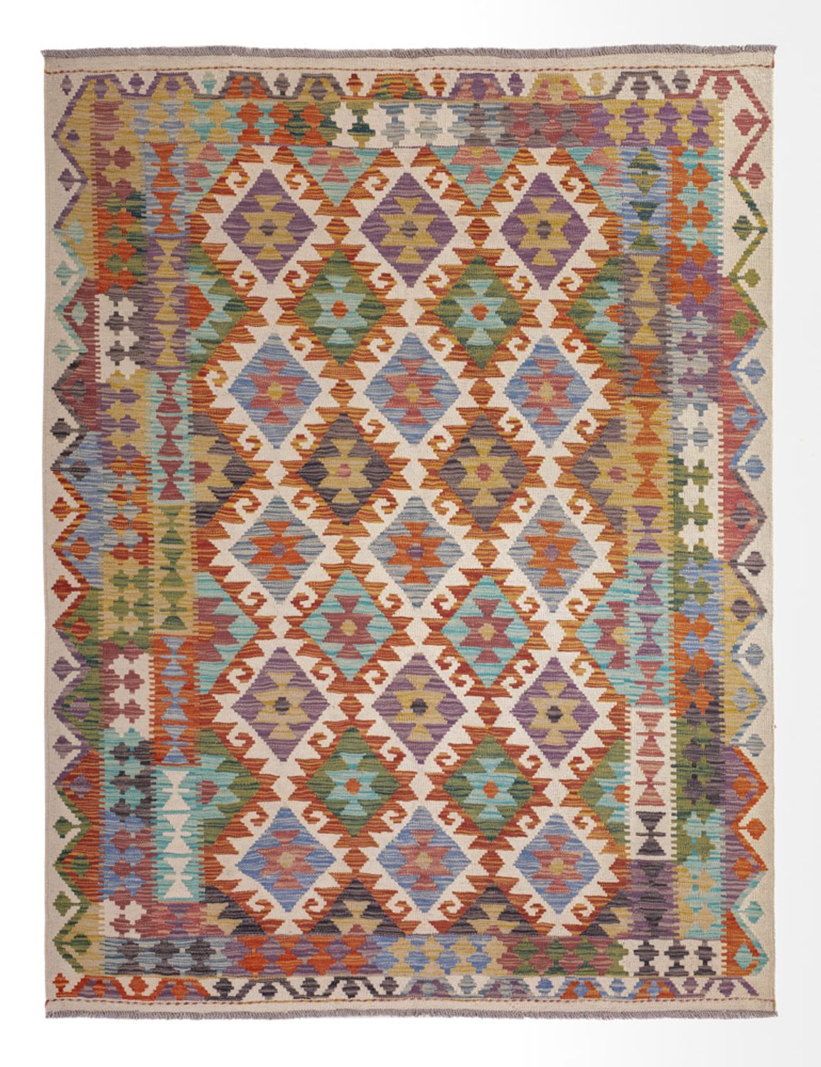 Alfombra Kelim - Splash - 201 x 153 cm - multicolor