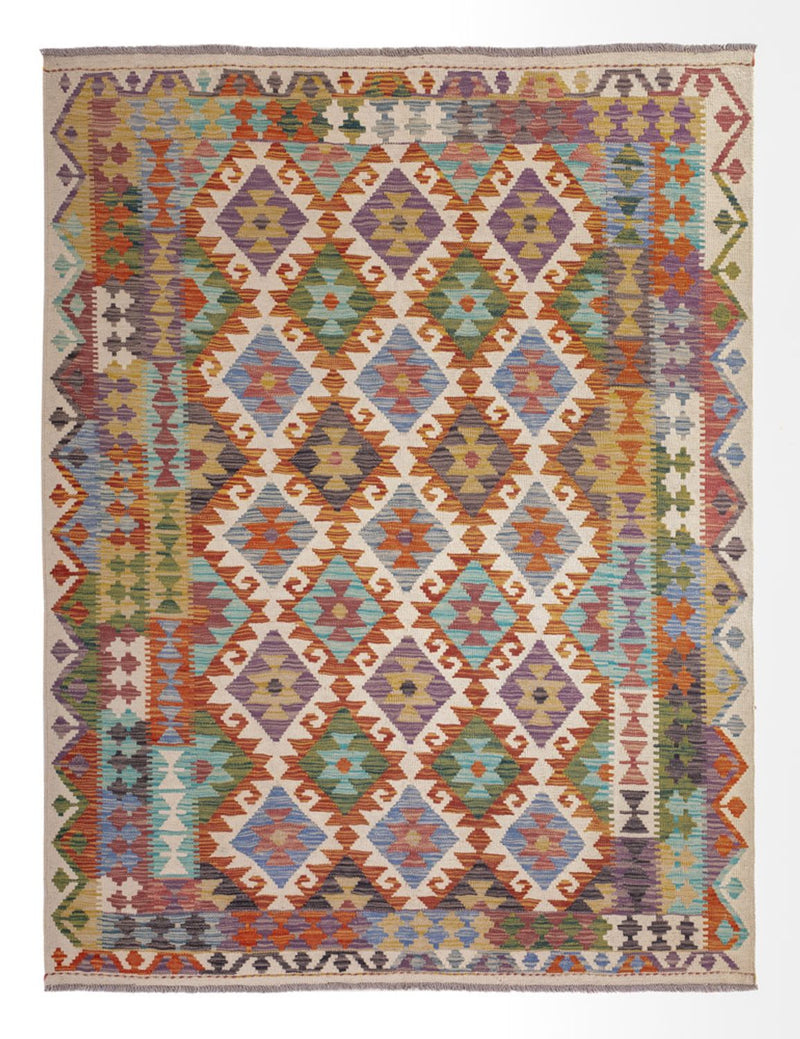 Alfombra Kelim - Splash - 201 x 153 cm - multicolor