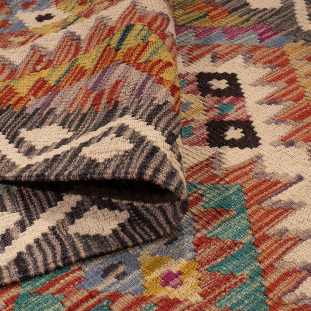 Alfombra de pasillo Alfombra Kelim - Splash - 295 x 85 cm - multicolor