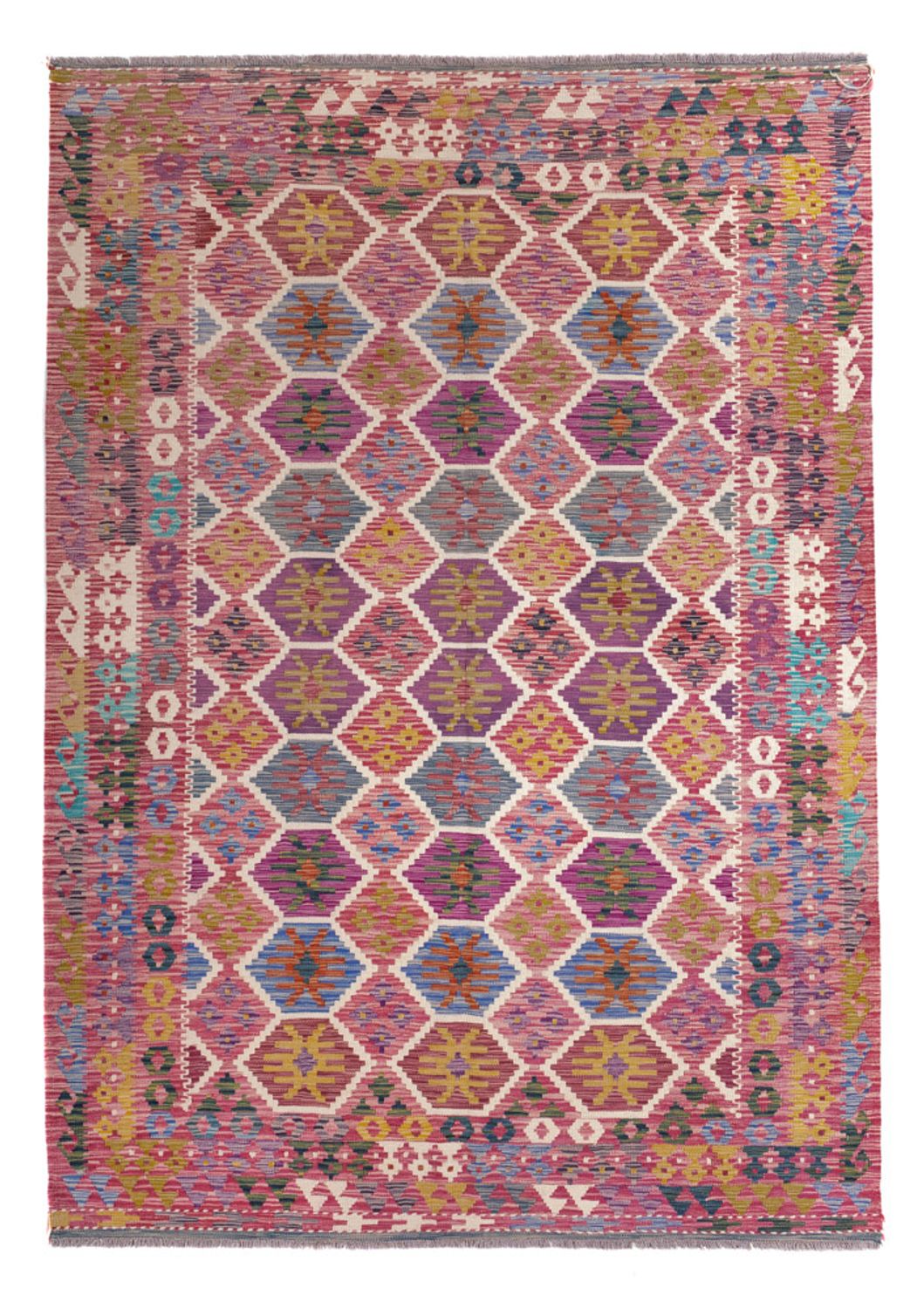 Alfombra Kelim - Splash - 254 x 177 cm - multicolor
