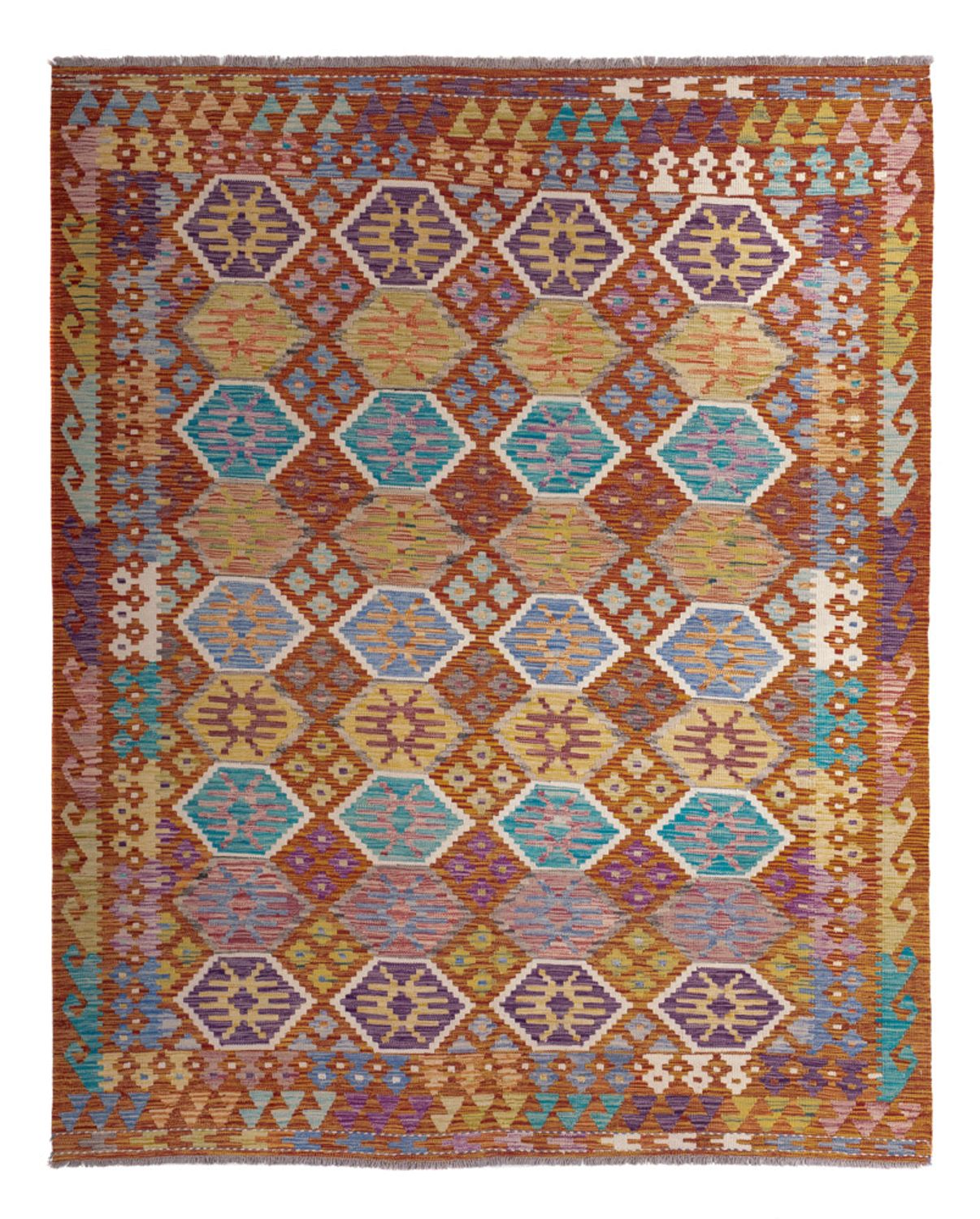 Alfombra Kelim - Splash - 247 x 201 cm - multicolor