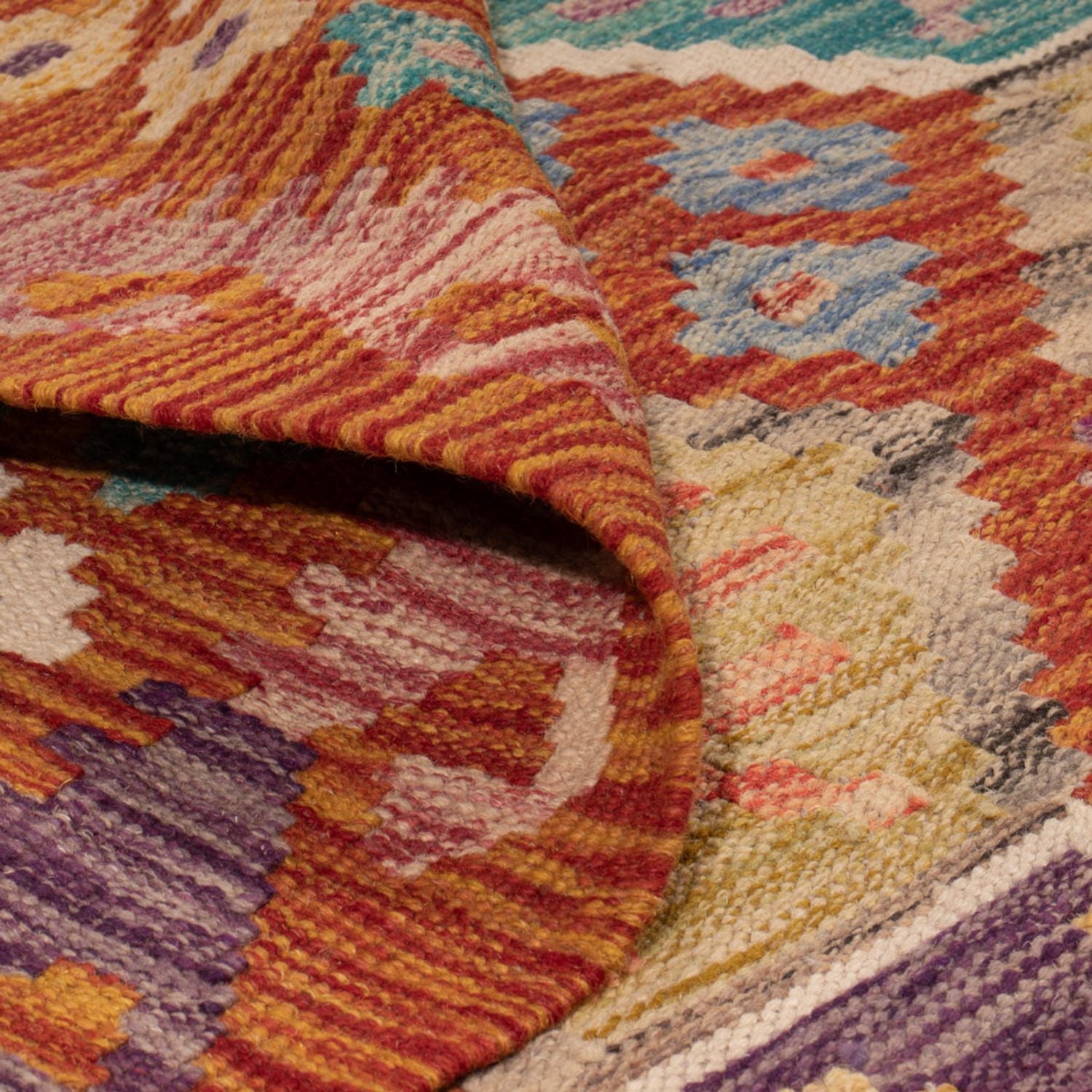Alfombra Kelim - Splash - 247 x 201 cm - multicolor