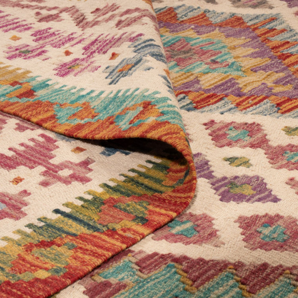 Alfombra Kelim - Splash - 243 x 201 cm - multicolor