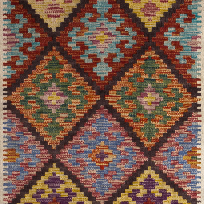Alfombra de pasillo Alfombra Kelim - Splash - 199 x 101 cm - multicolor