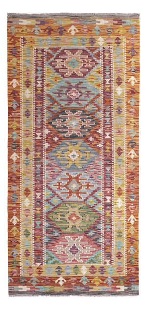 Alfombra de pasillo Alfombra Kelim - Splash - 201 x 94 cm - multicolor