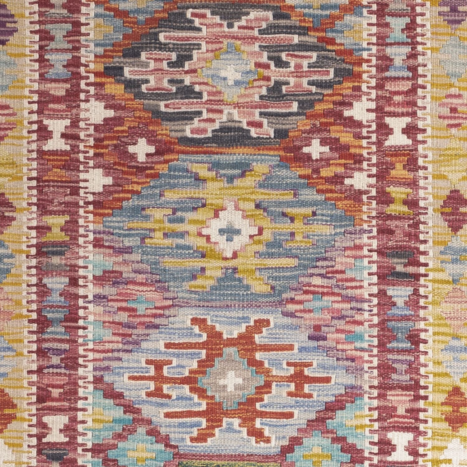 Alfombra de pasillo Alfombra Kelim - Splash - 201 x 94 cm - multicolor