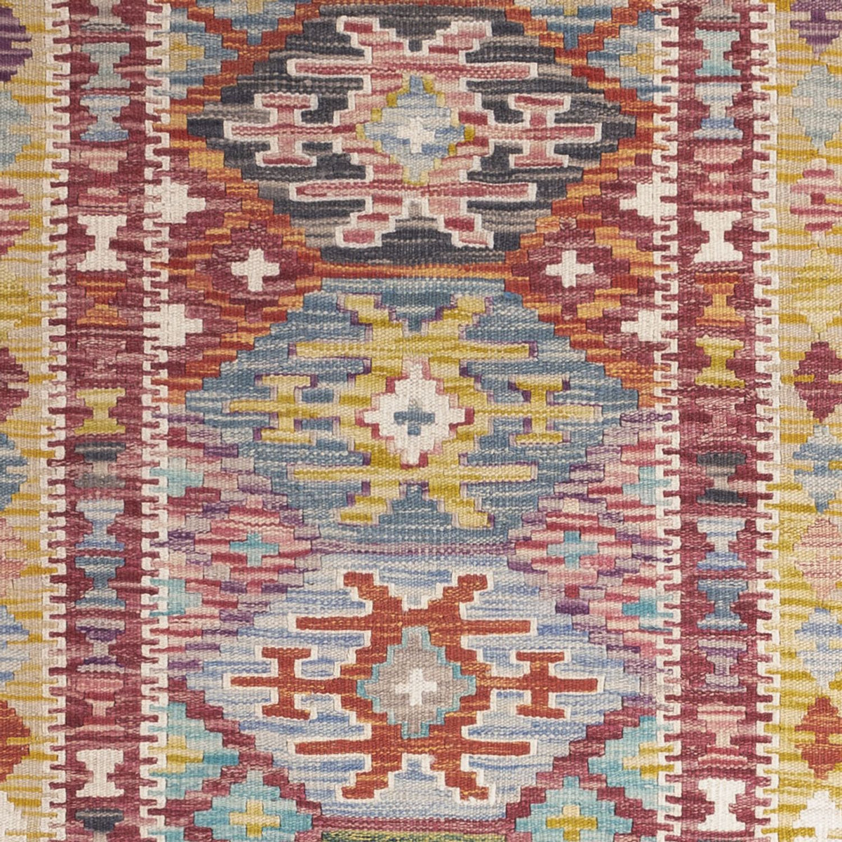 Alfombra de pasillo Alfombra Kelim - Splash - 201 x 94 cm - multicolor