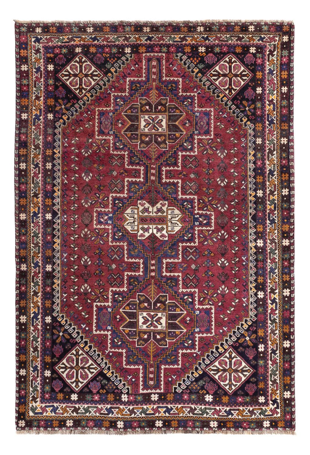 Alfombra persa - Nómada - 254 x 180 cm - rojo oscuro