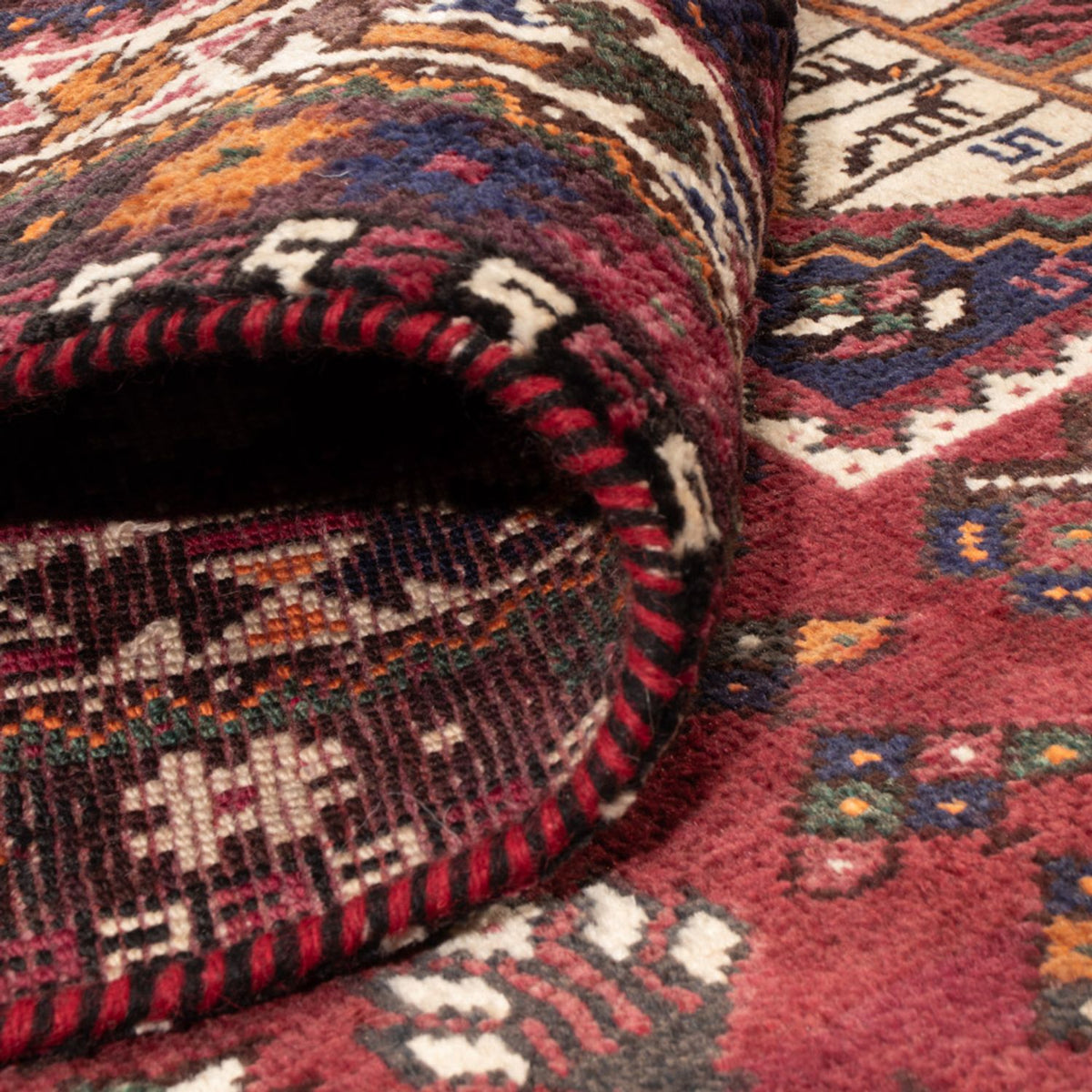 Alfombra persa - Nómada - 254 x 180 cm - rojo oscuro