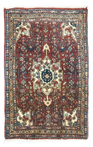 Alfombra persa - Bidjar - 101 x 68 cm - rojo