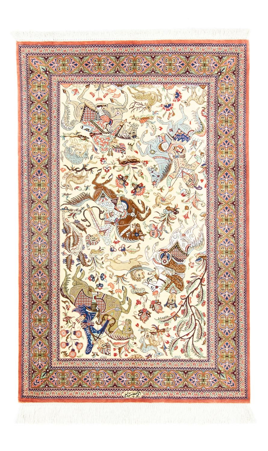 Alfombra de seda - Ghom Seda - Prima - 121 x 77 cm - beige