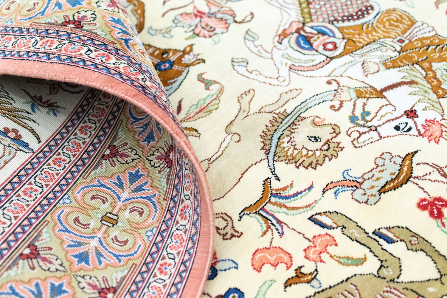Alfombra de seda - Ghom Seda - Prima - 121 x 77 cm - beige