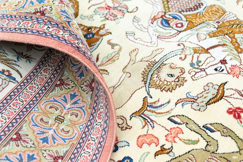 Alfombra de seda - Ghom Seda - Prima - 121 x 77 cm - beige