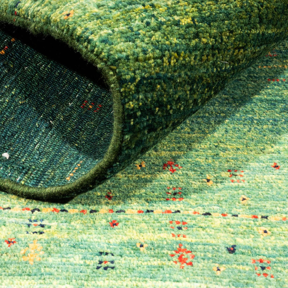 Alfombra Gabbeh - Loribaft Persa - 139 x 99 cm - verde