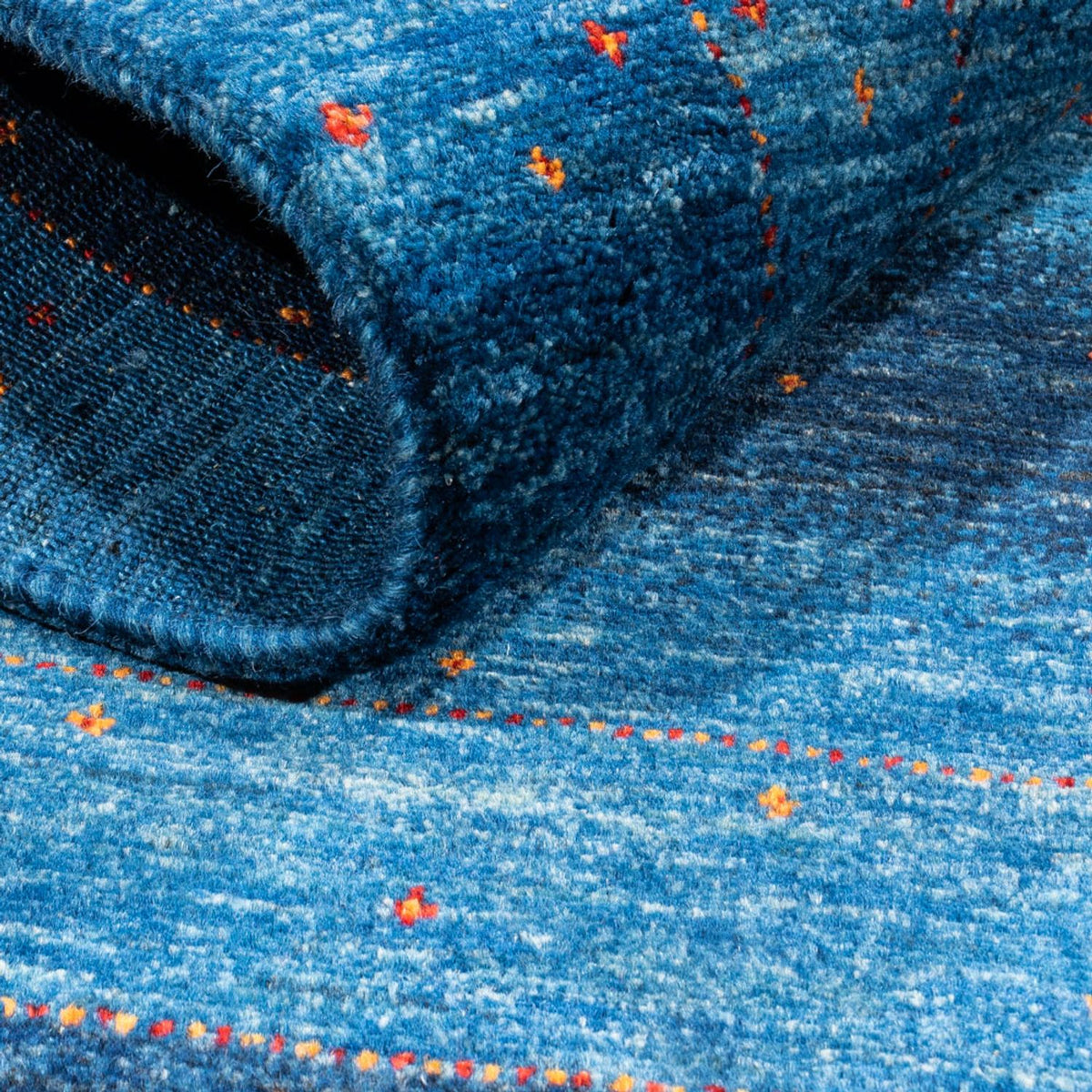 Alfombra Gabbeh - Loribaft Persa - 129 x 85 cm - azul