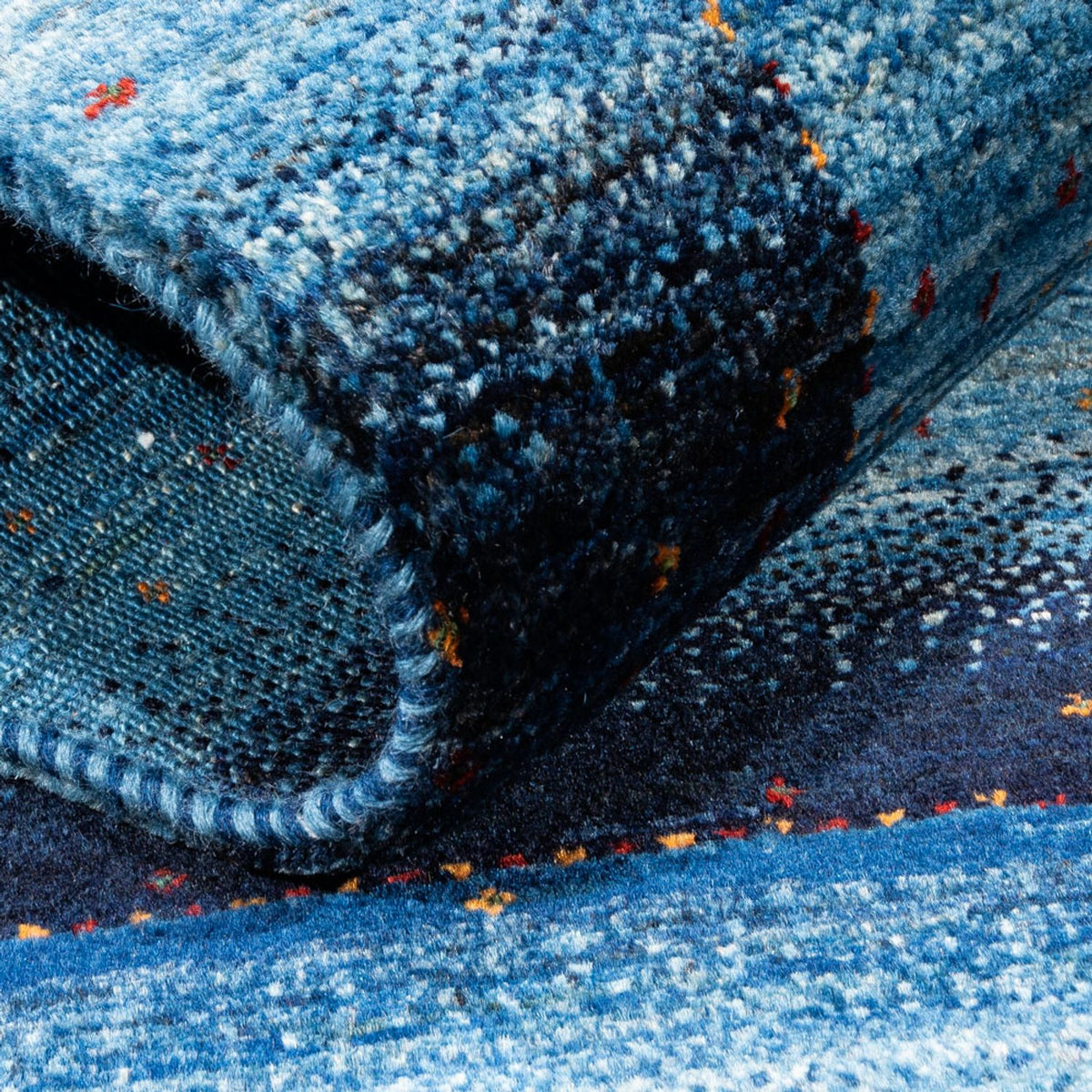 Alfombra Gabbeh - Loribaft Persa - 129 x 84 cm - azul