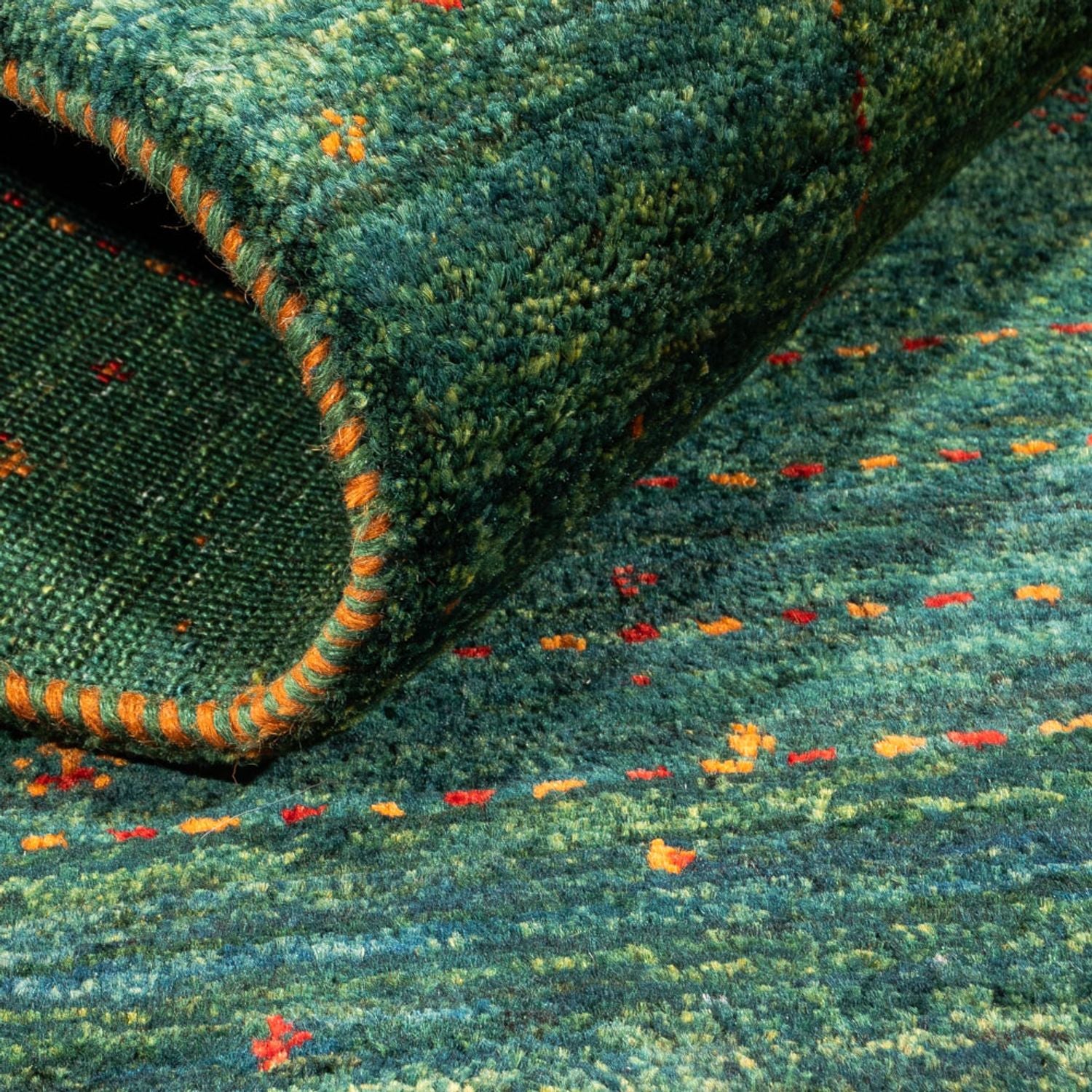 Alfombra Gabbeh - Loribaft Persa - 125 x 86 cm - verde