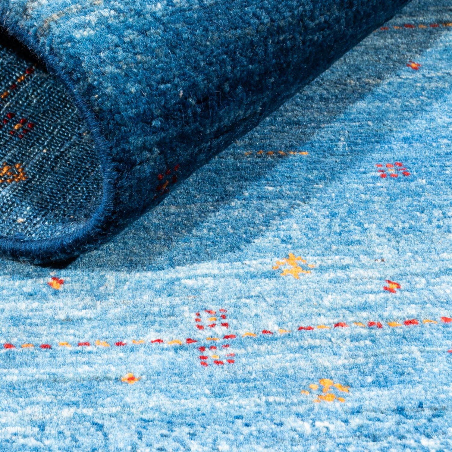 Alfombra Gabbeh - Loribaft Persa - 131 x 85 cm - azul
