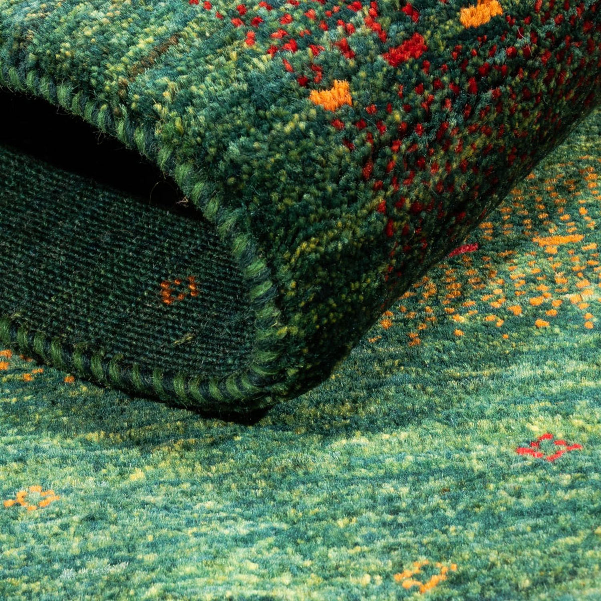 Alfombra Gabbeh - Loribaft Persa - 128 x 82 cm - verde