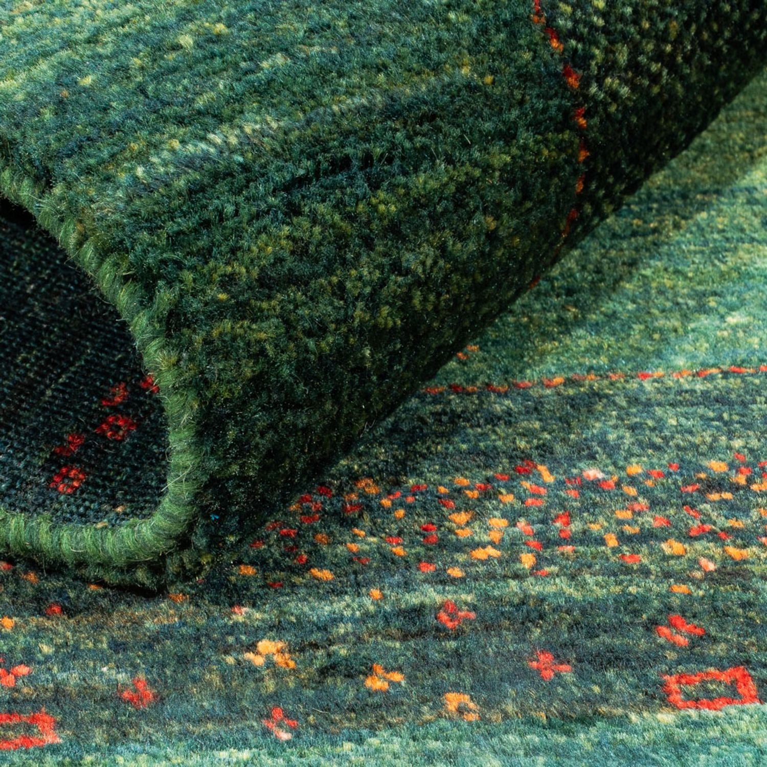 Alfombra Gabbeh - Loribaft Persa - 110 x 86 cm - verde