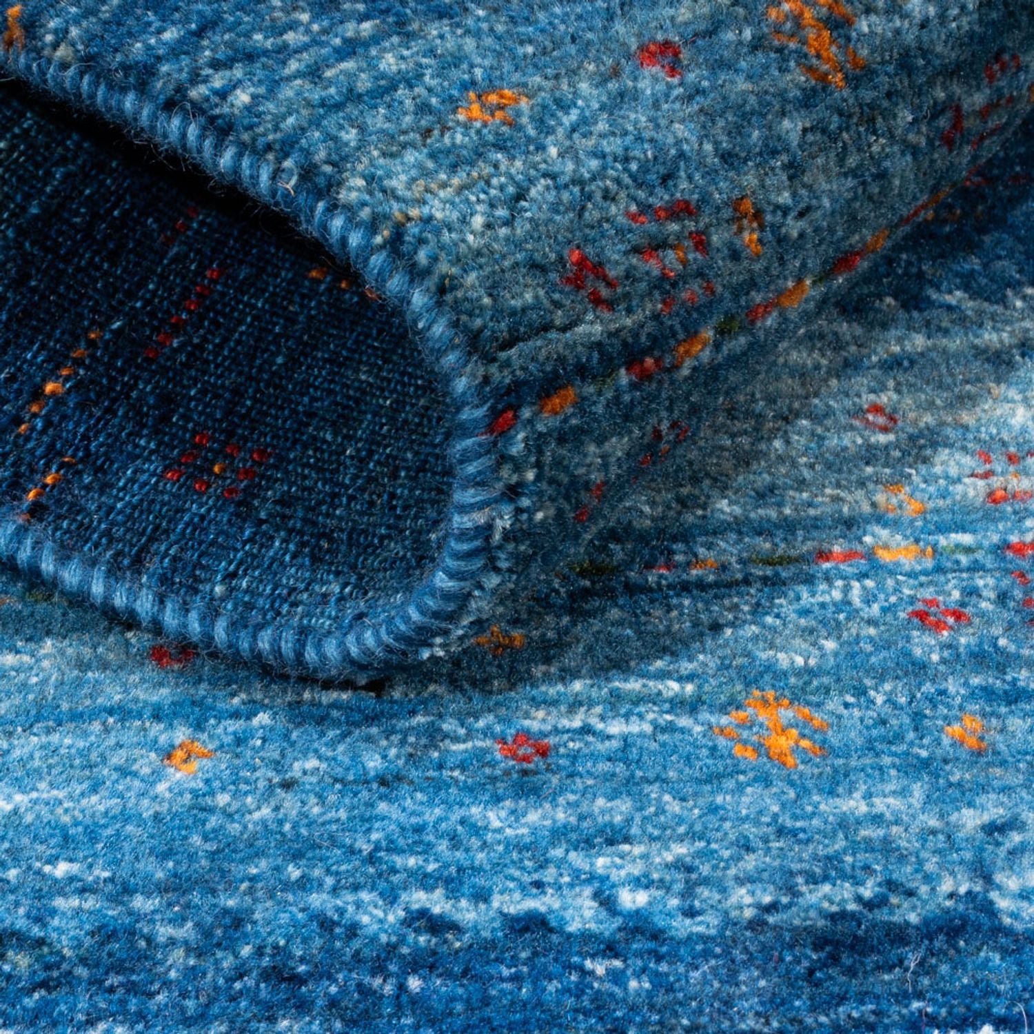 Alfombra Gabbeh - Loribaft Persa - 112 x 100 cm - azul