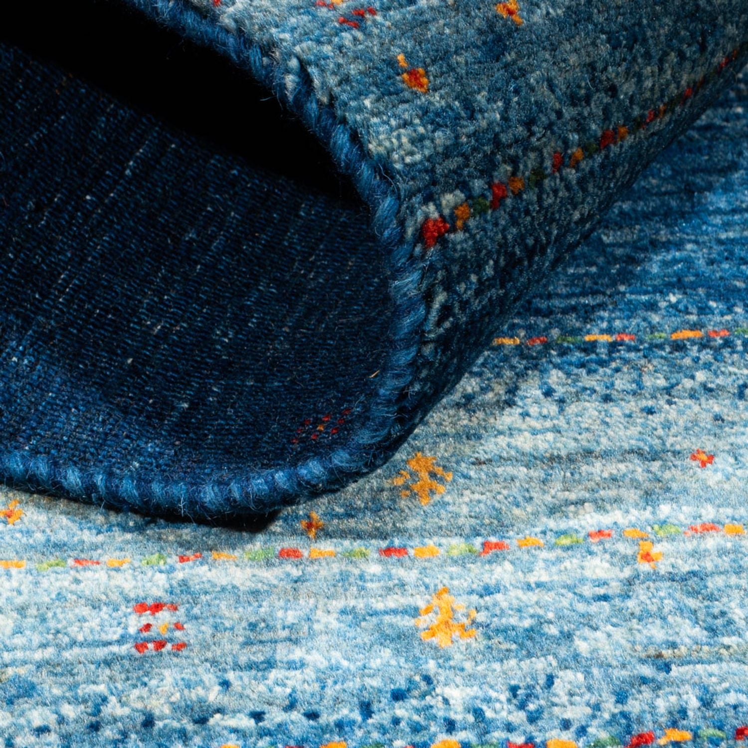 Alfombra Gabbeh - Loribaft Persa - 135 x 82 cm - azul