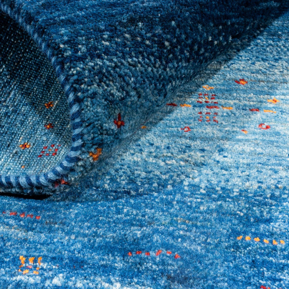 Alfombra Gabbeh - Loribaft Persa - 116 x 92 cm - azul