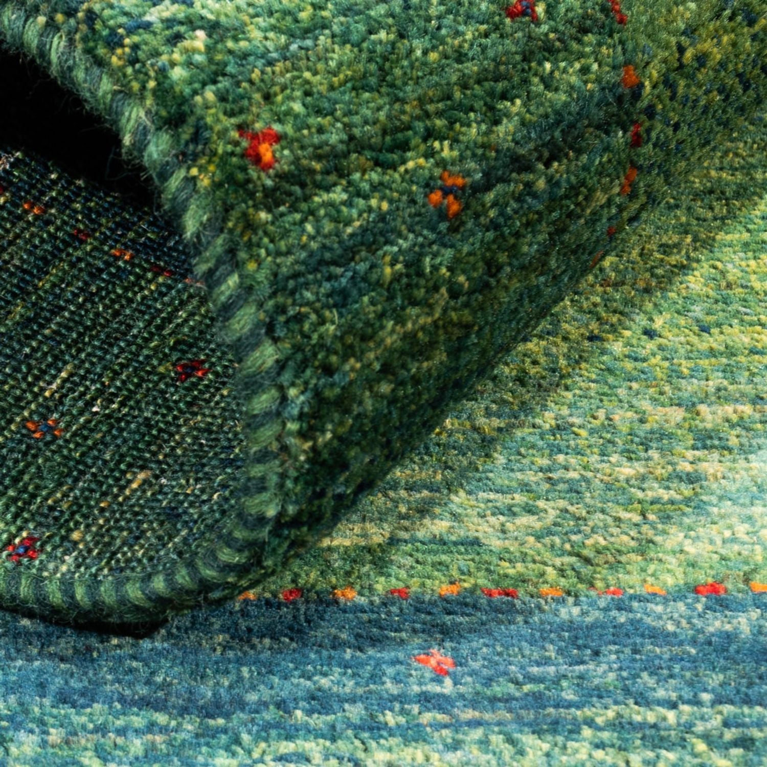 Alfombra Gabbeh - Loribaft Persa - 123 x 85 cm - verde