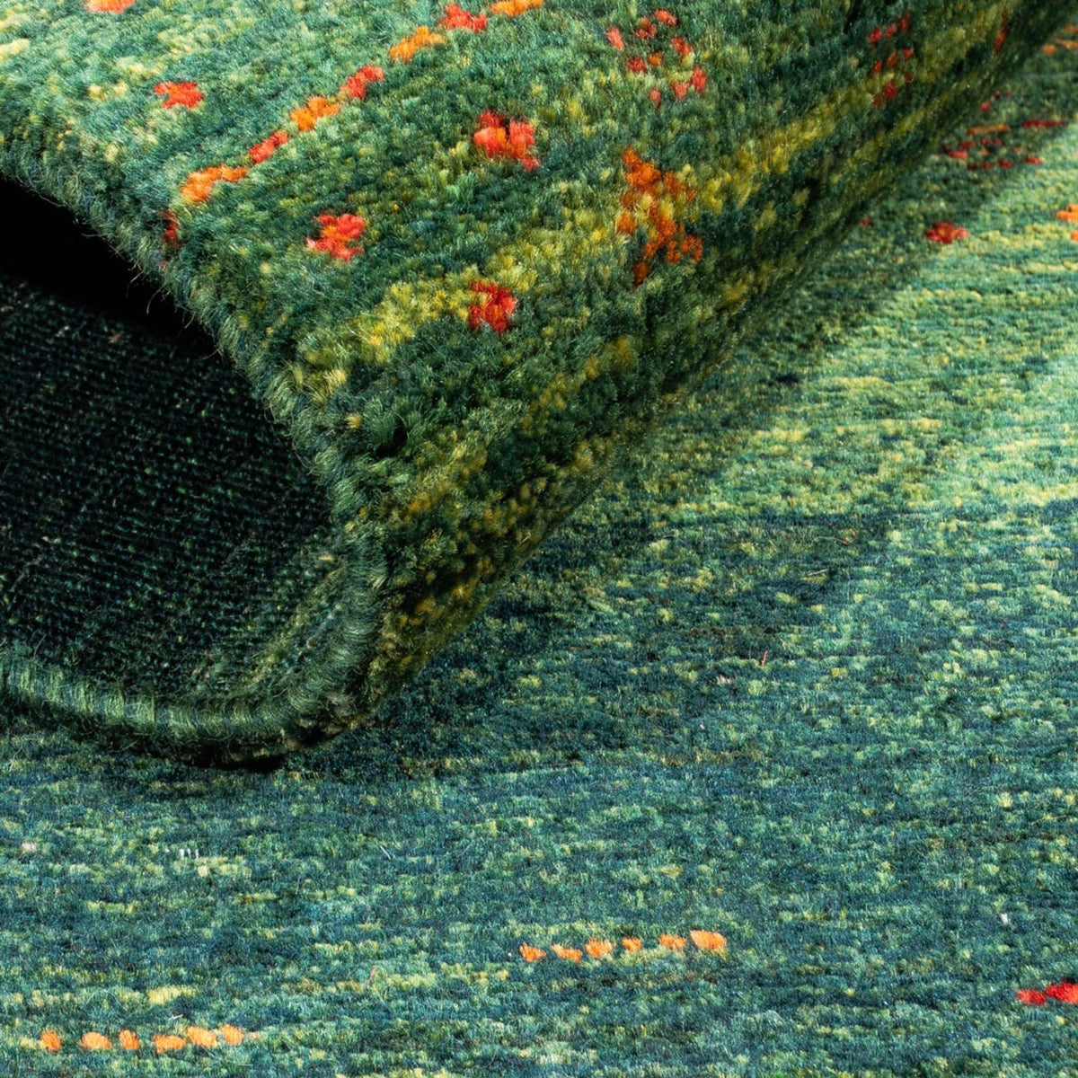 Alfombra Gabbeh - Loribaft Persa - 130 x 85 cm - verde