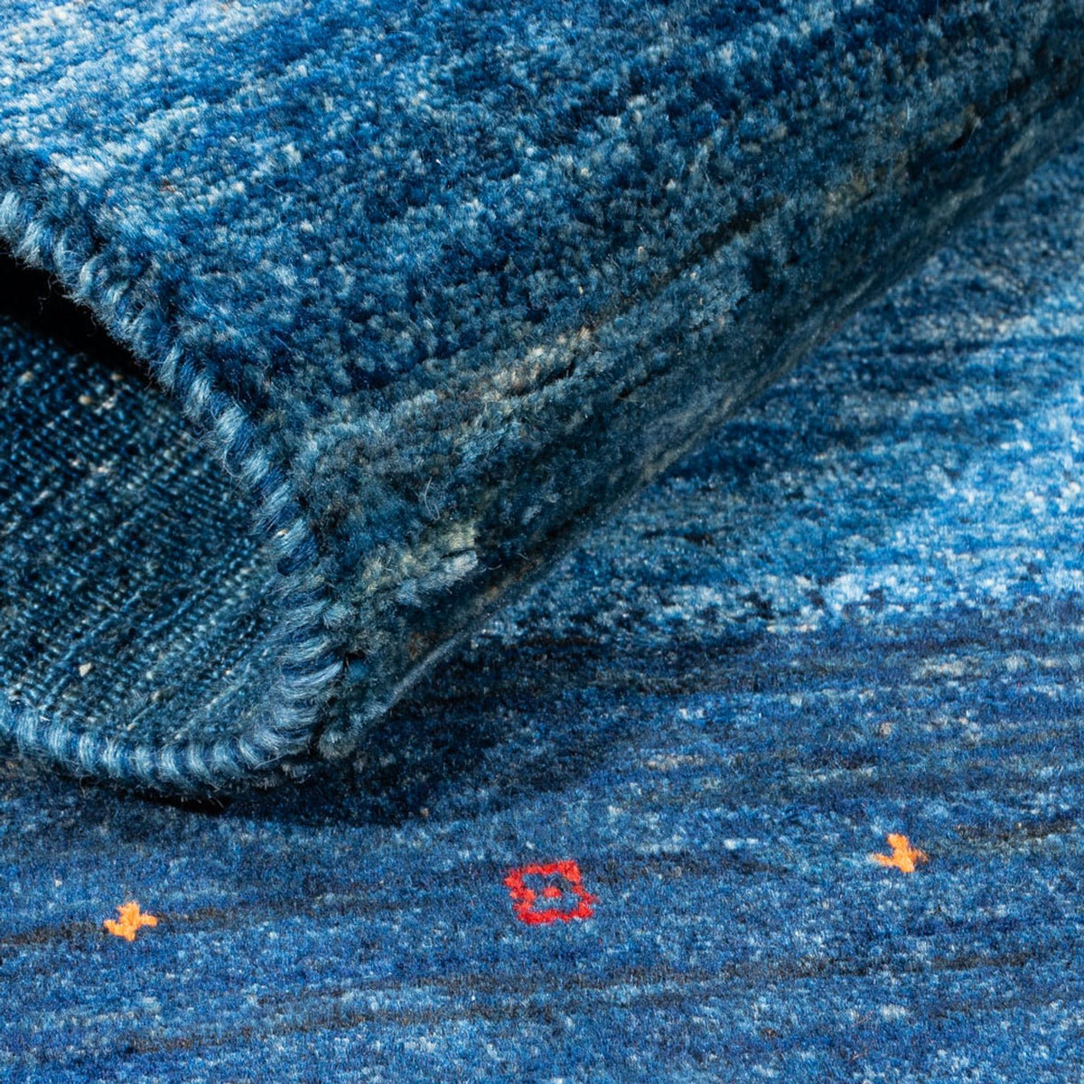 Alfombra Gabbeh - Loribaft Persa - 108 x 88 cm - azul