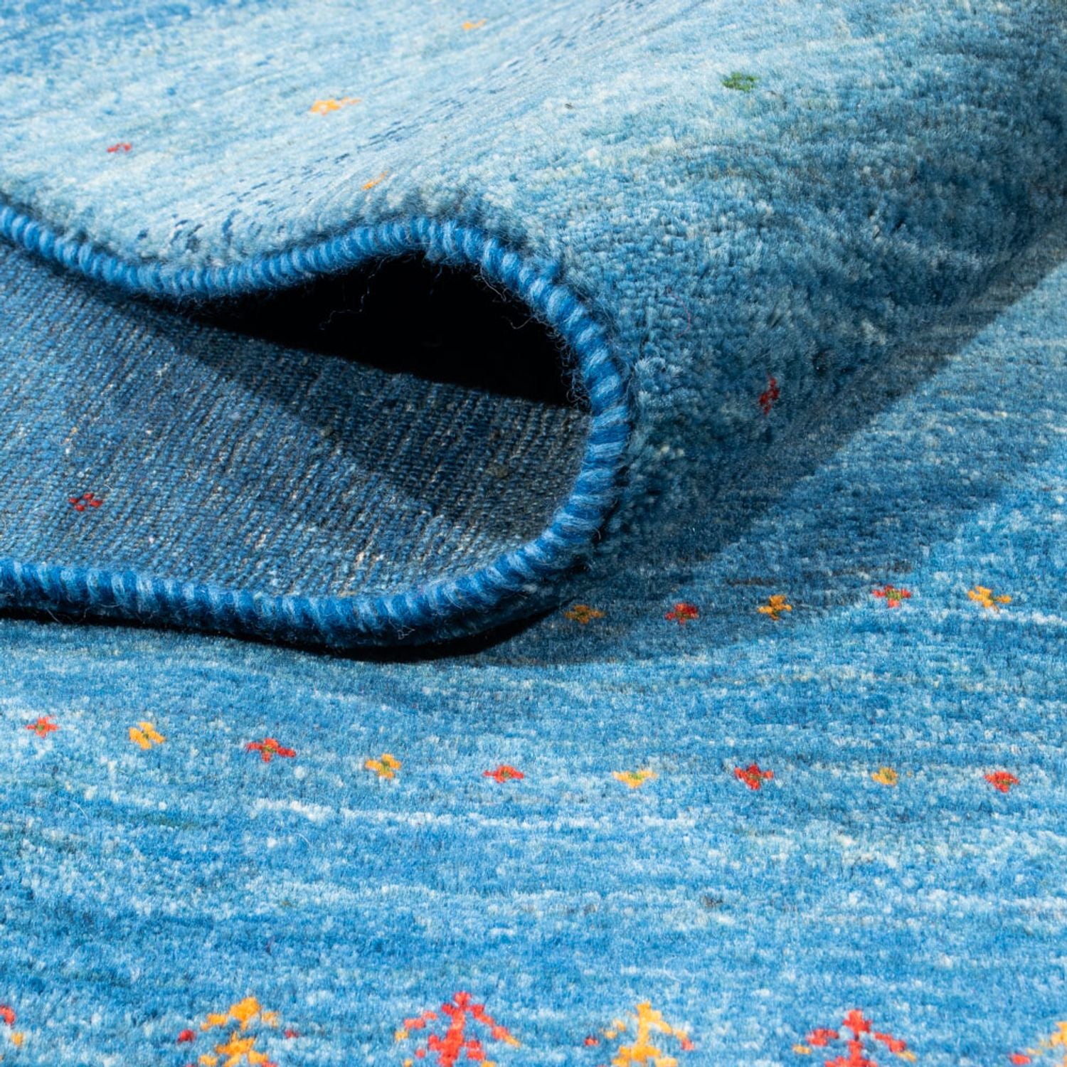 Alfombra Gabbeh - Loribaft Persa - 302 x 195 cm - azul