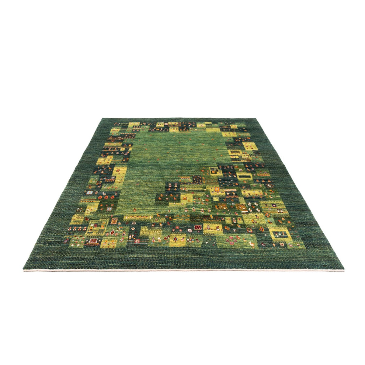 Alfombra Gabbeh - Loribaft Persa - Real - 251 x 167 cm - verde