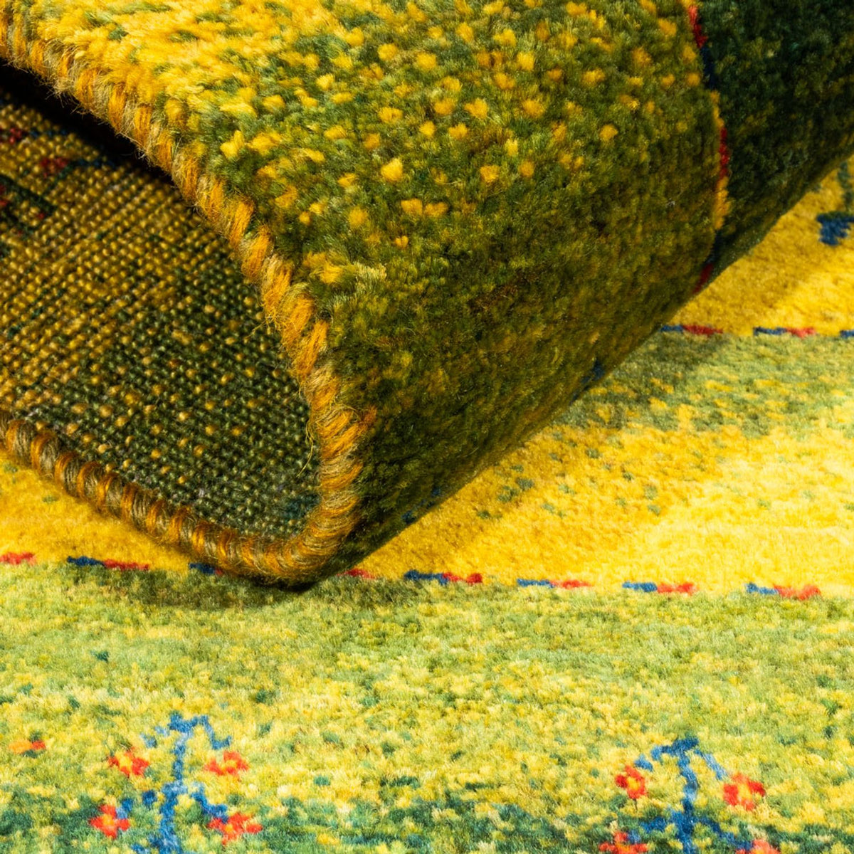 Alfombra Gabbeh - Loribaft Persa - 128 x 76 cm - verde