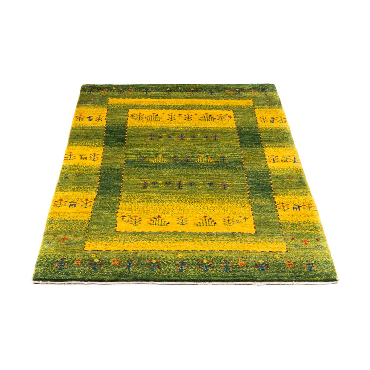 Alfombra Gabbeh - Loribaft Persa - 128 x 76 cm - verde