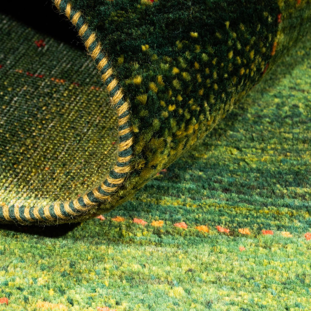 Alfombra Gabbeh - Loribaft Persa - 148 x 98 cm - verde