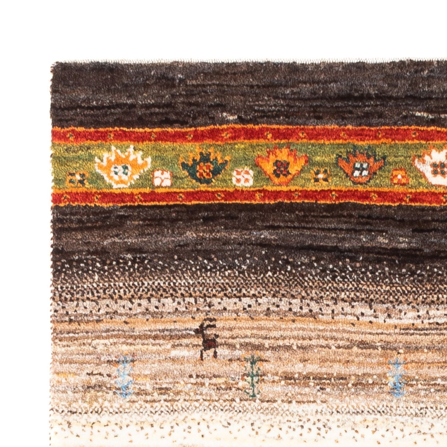 Alfombra Gabbeh - Loribaft Persa - 122 x 82 cm - gris
