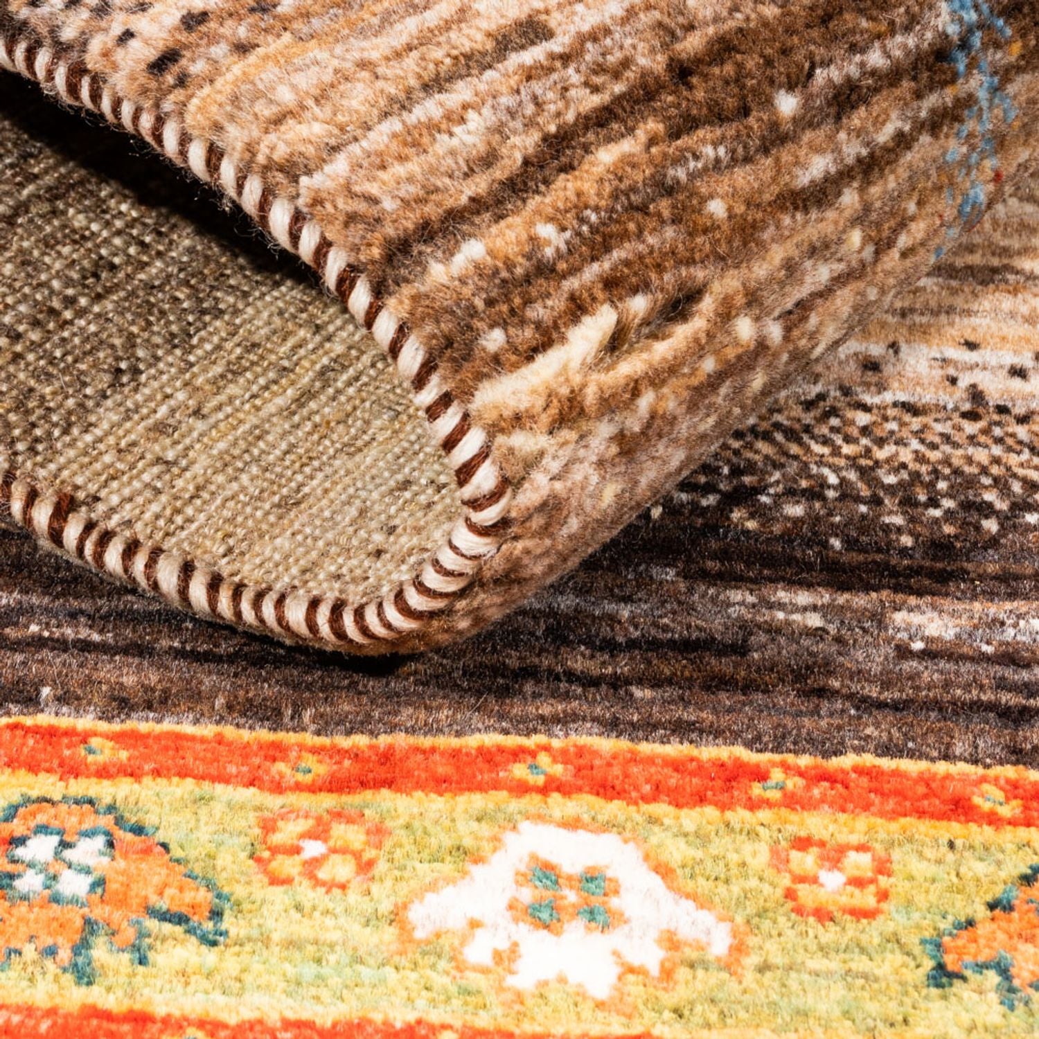 Alfombra Gabbeh - Loribaft Persa - 122 x 82 cm - gris