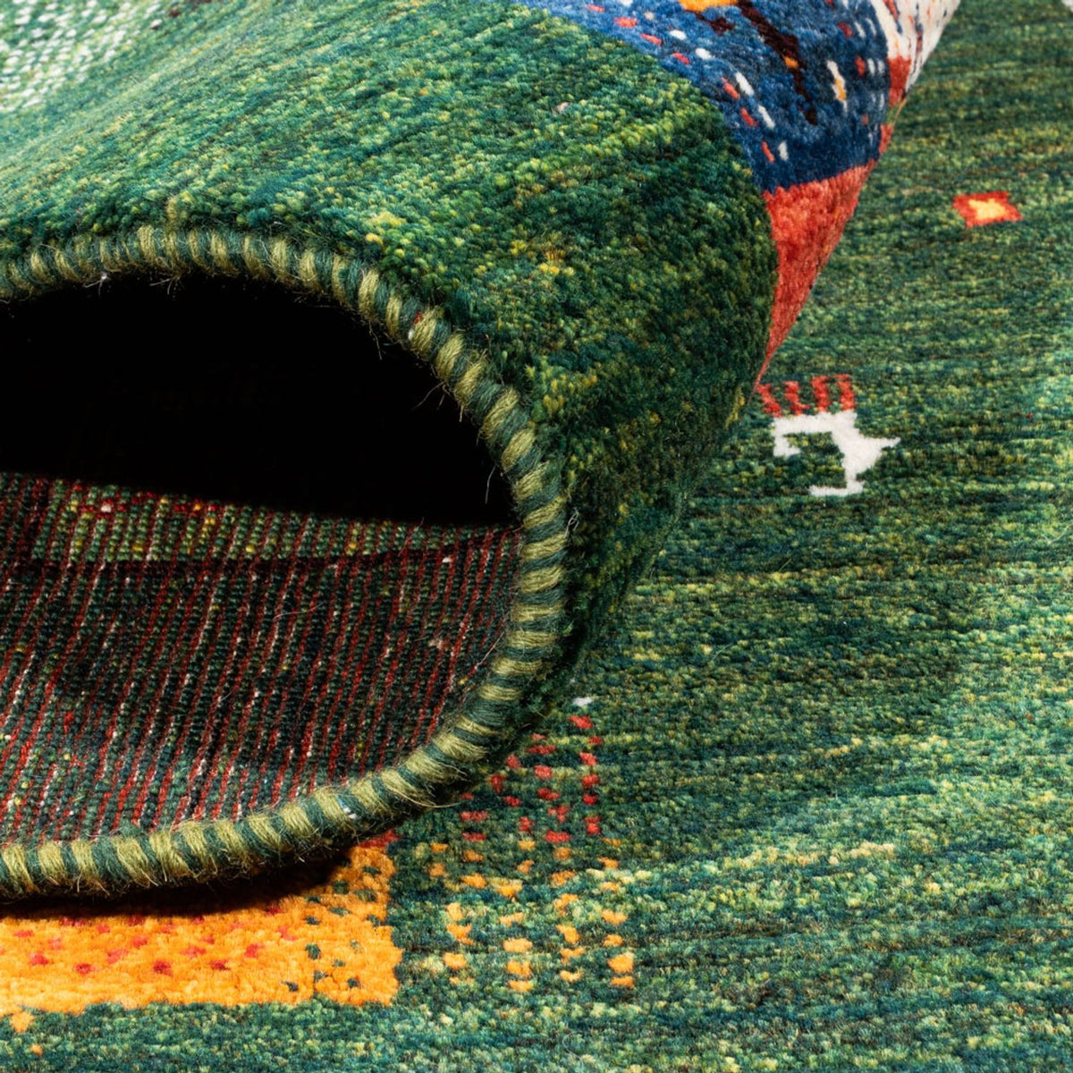 Alfombra Gabbeh - Loribaft Persa - 244 x 176 cm - verde