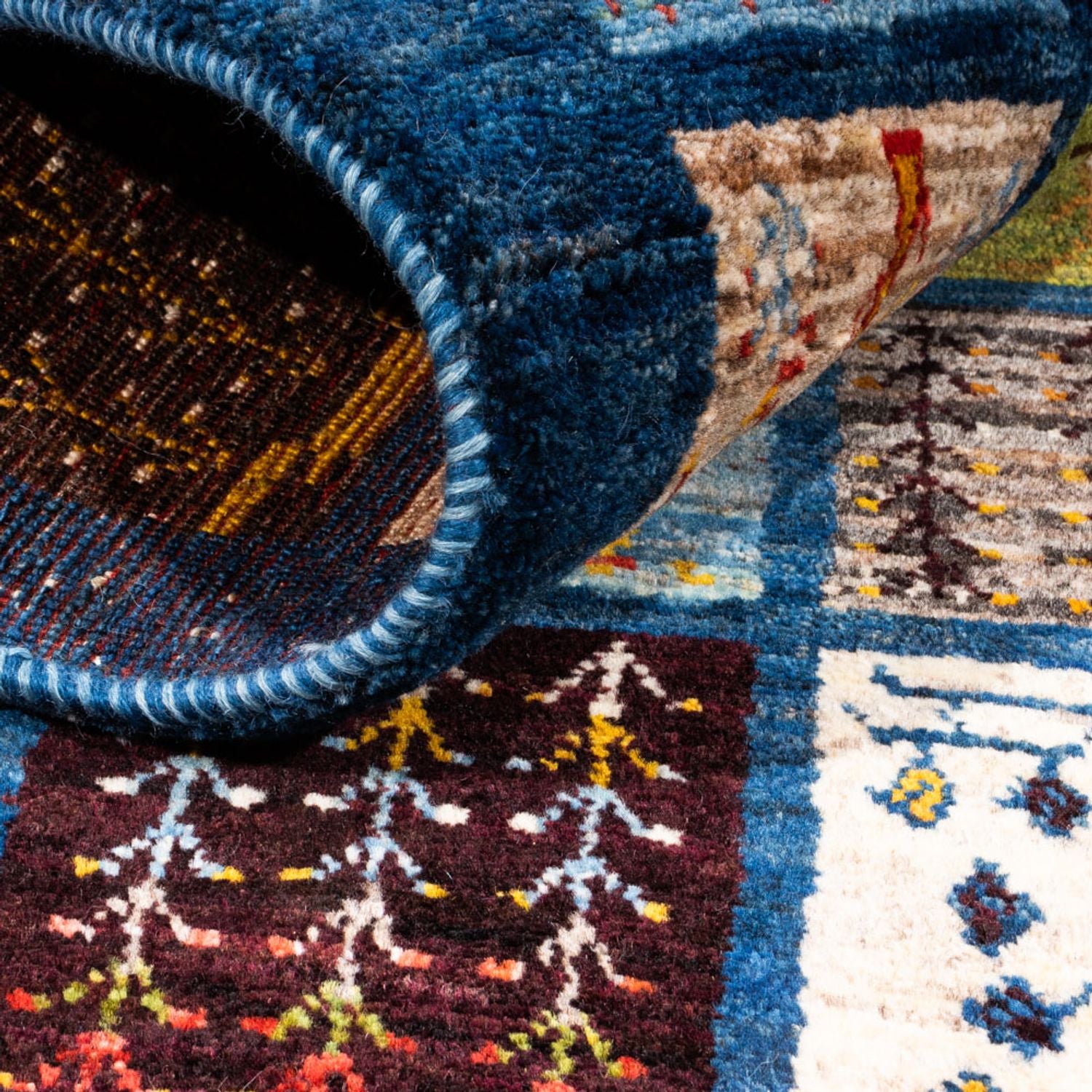 Alfombra Gabbeh - Loribaft Persa - Real - 132 x 86 cm - multicolor