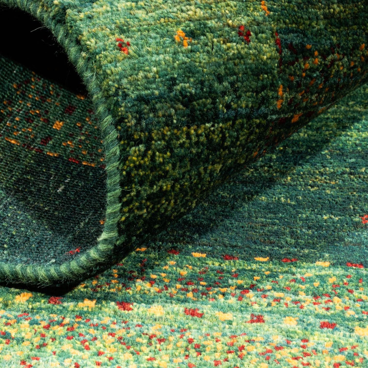 Alfombra Gabbeh - Loribaft Persa - 145 x 100 cm - verde