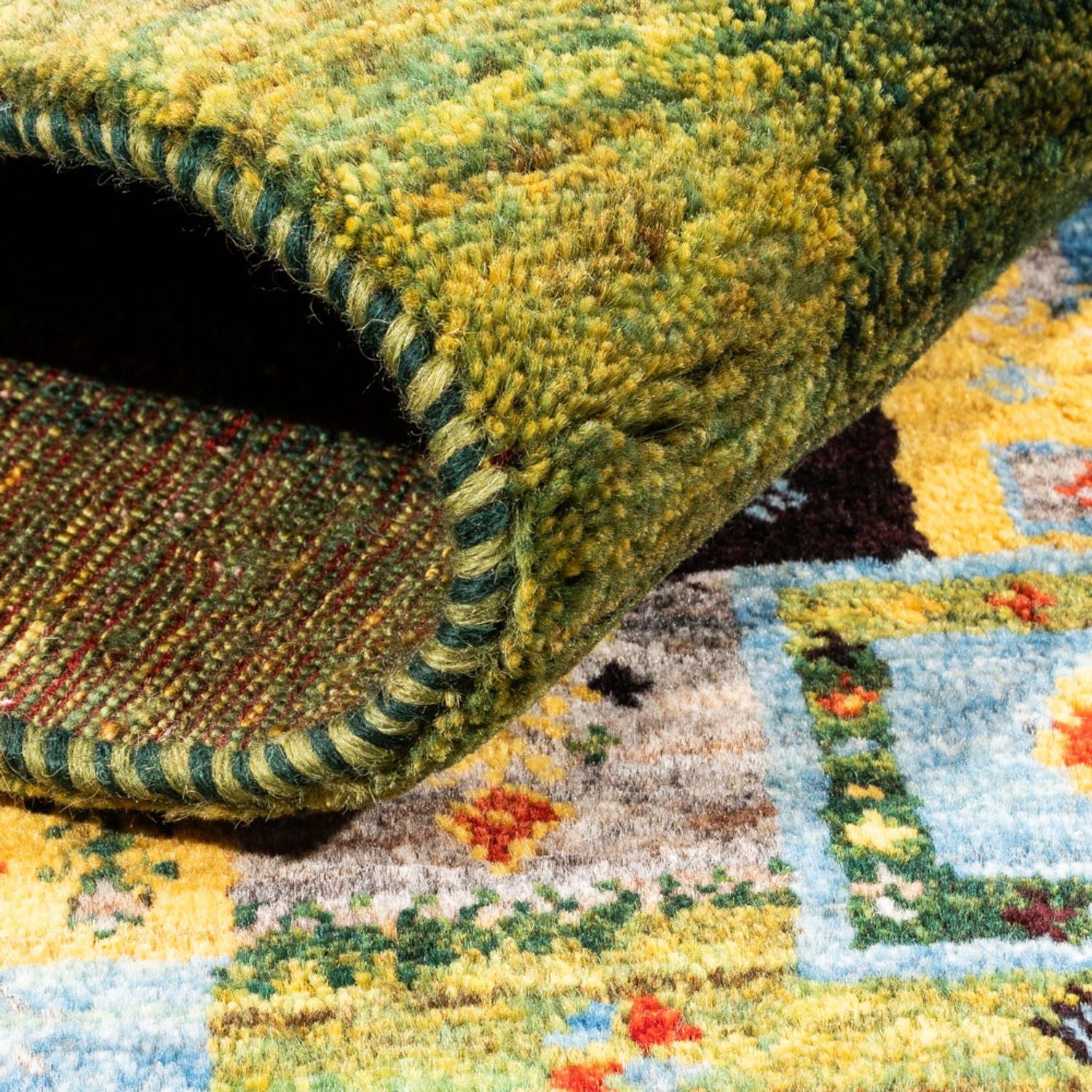 Alfombra Gabbeh - Loribaft Persa - Real - 196 x 148 cm - verde