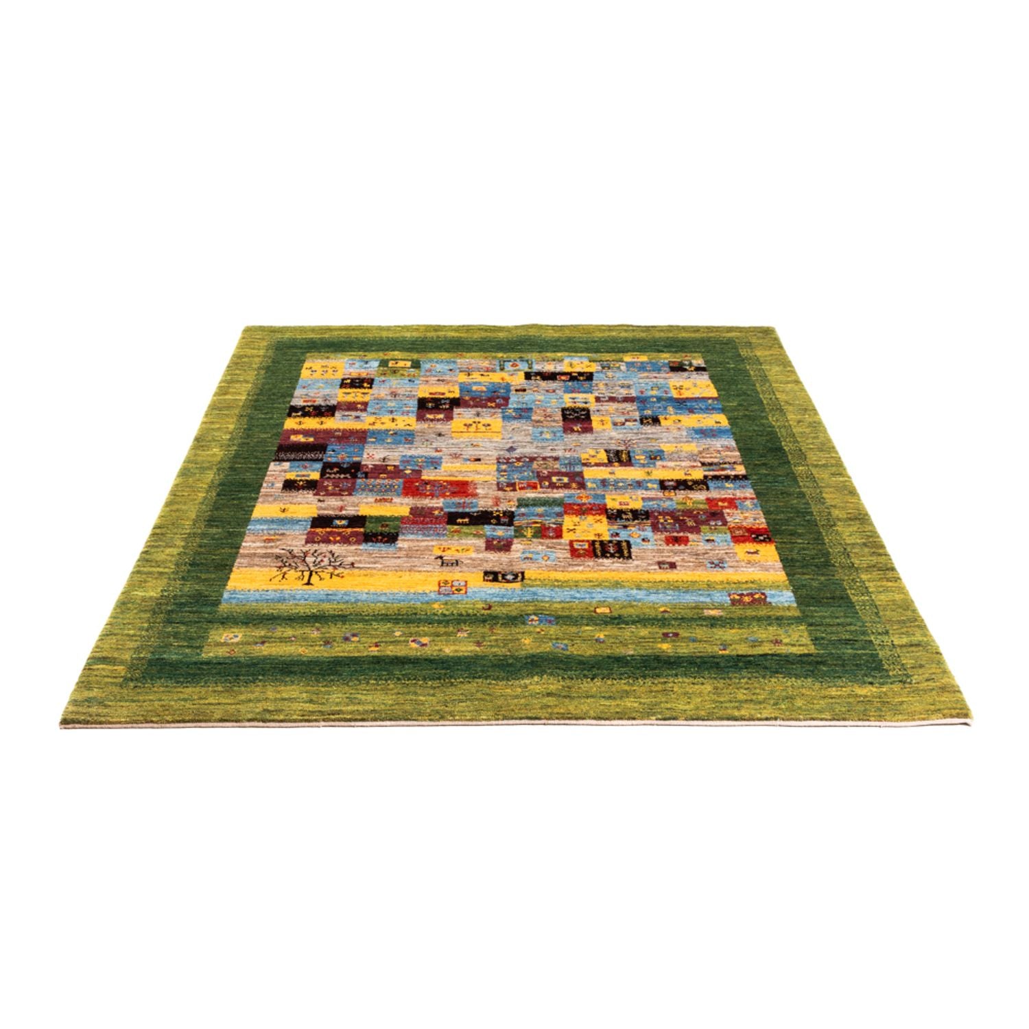 Alfombra Gabbeh - Loribaft Persa - Real - 196 x 148 cm - verde