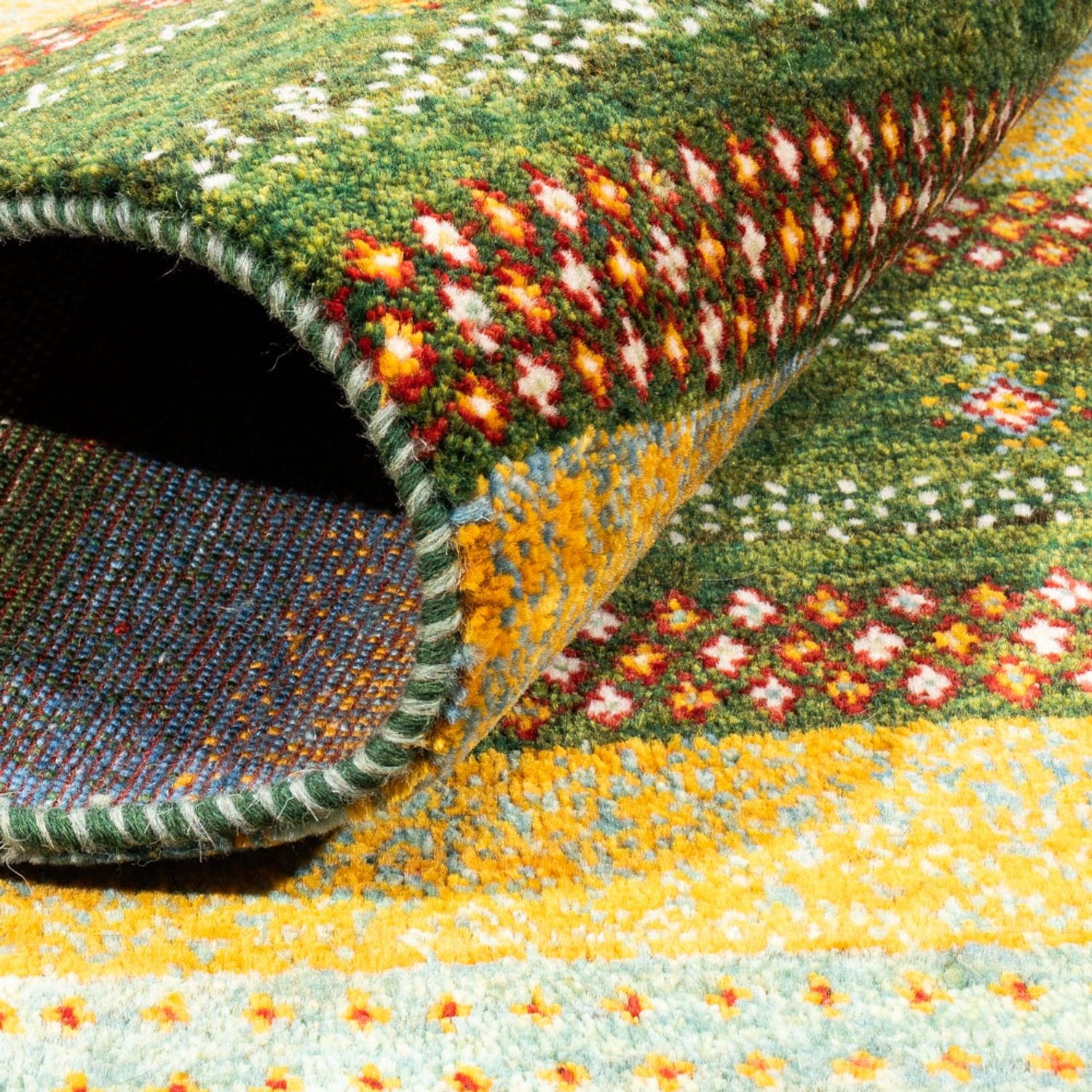 Alfombra Gabbeh - Loribaft Persa - Real - 220 x 152 cm - verde