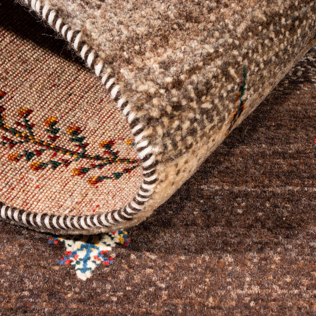 Alfombra Gabbeh - Loribaft Persa - Real - 125 x 88 cm - gris