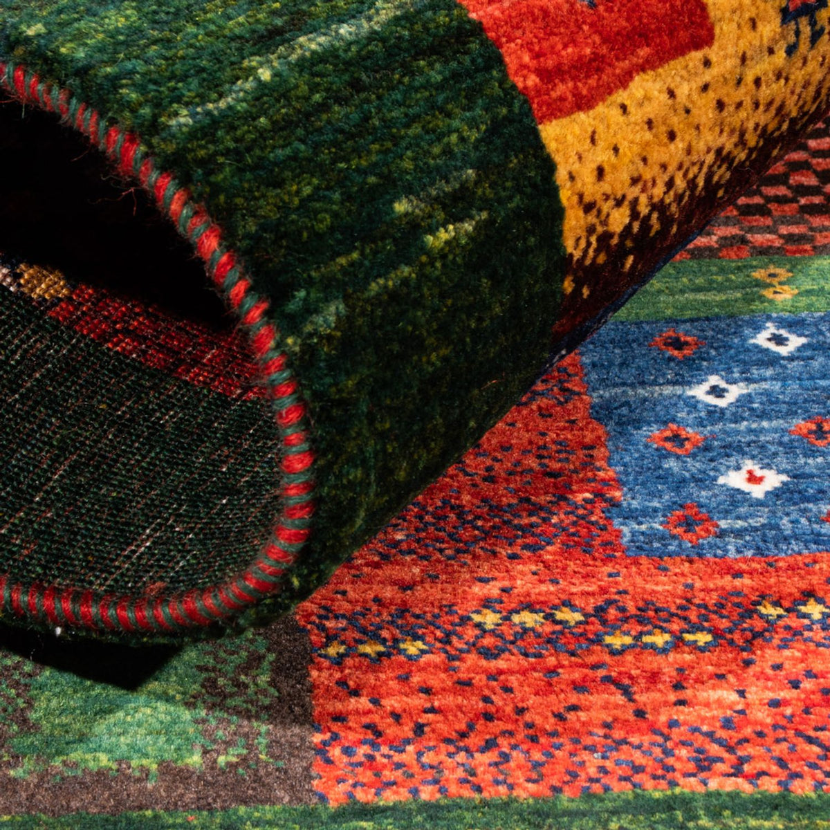 Alfombra Gabbeh - Loribaft Persa - Real - 127 x 83 cm - verde