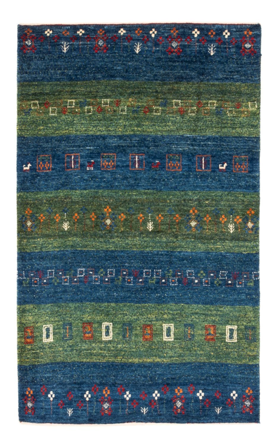 Alfombra Gabbeh - Loribaft Persa - Real - 130 x 85 cm - azul