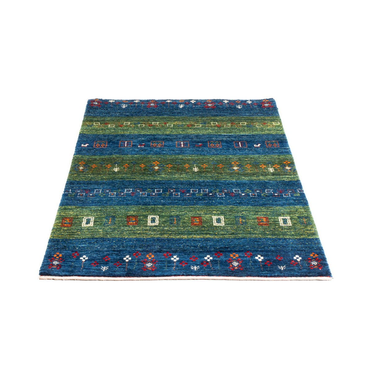 Alfombra Gabbeh - Loribaft Persa - Real - 130 x 85 cm - azul