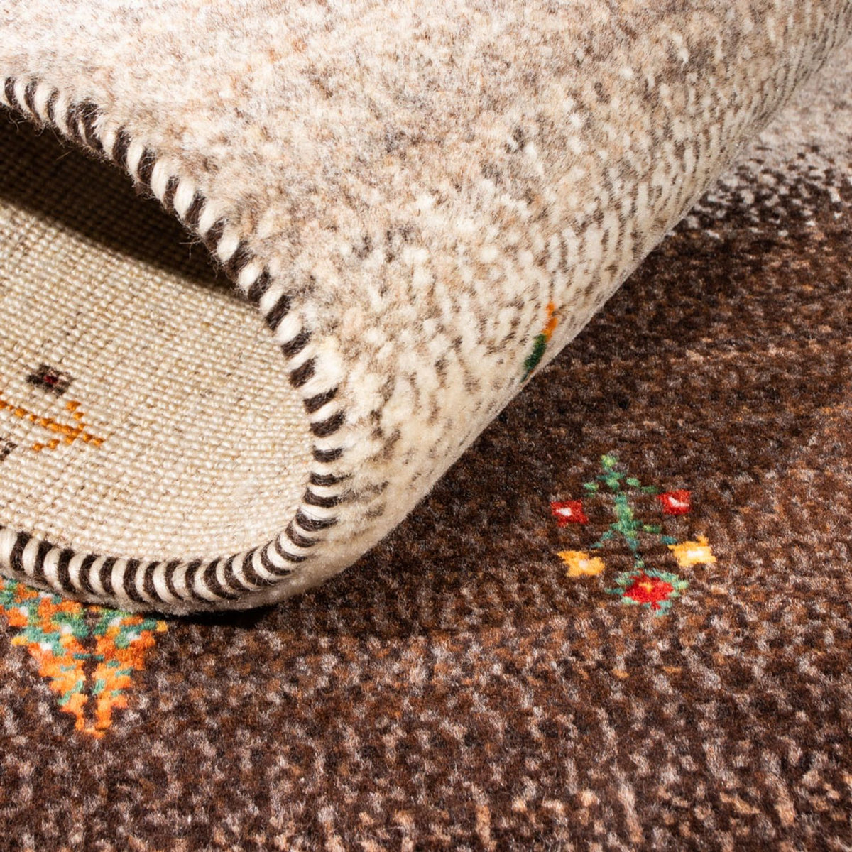 Alfombra Gabbeh - Loribaft Persa - Real - 126 x 84 cm - gris