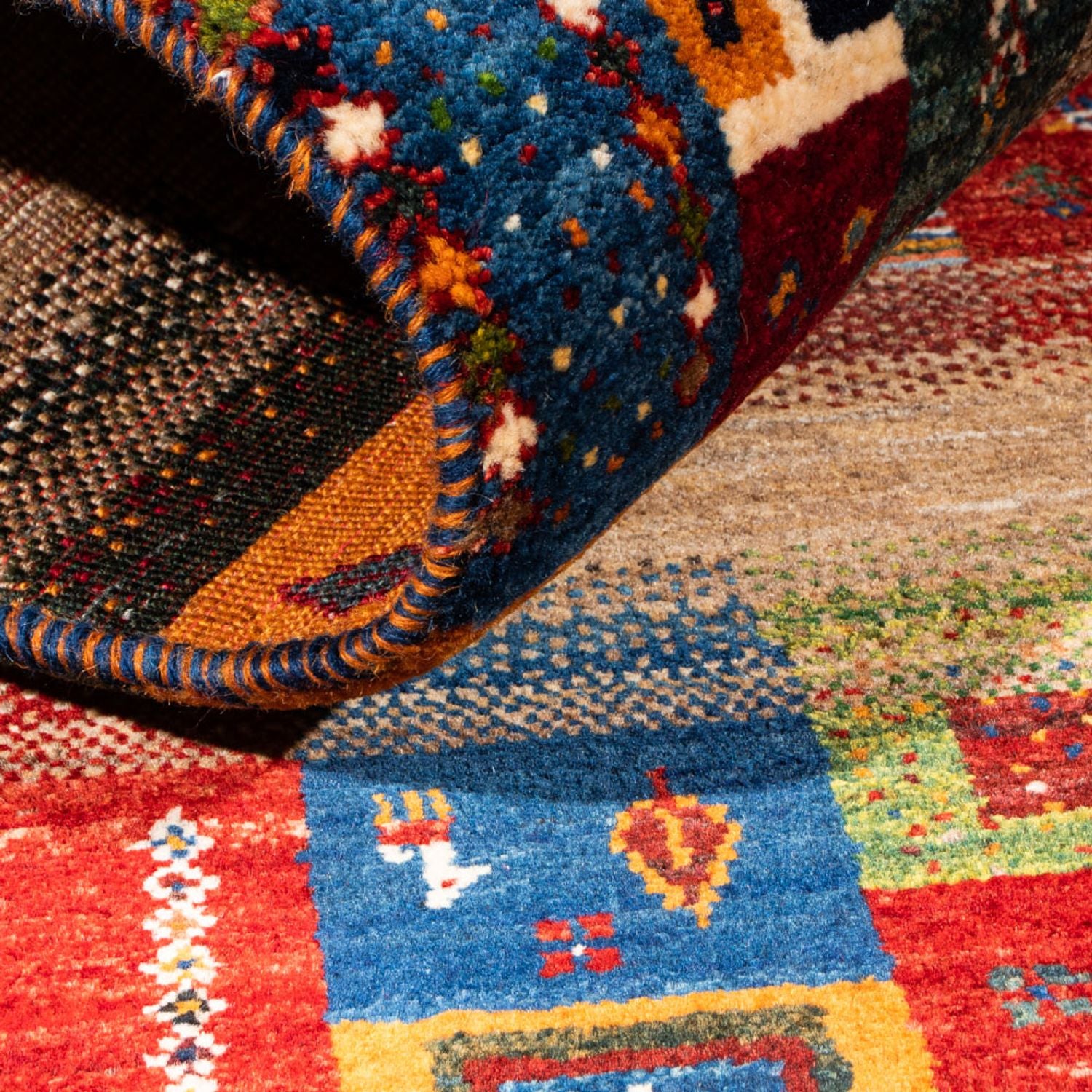 Alfombra Gabbeh - Loribaft Persa - Real - 132 x 84 cm - multicolor